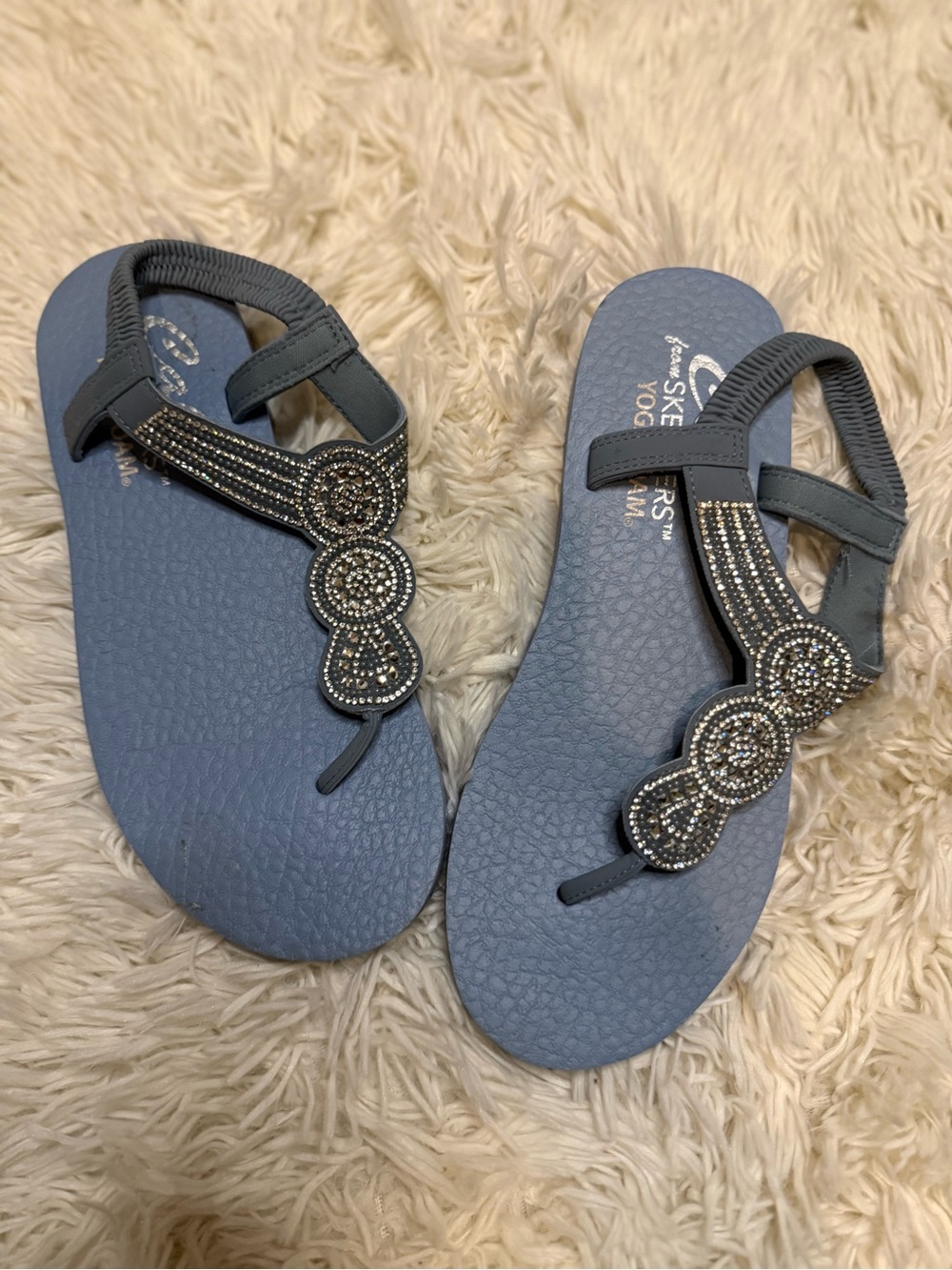 Skechers Women's Light Blue Jeweled Slingback Sandals